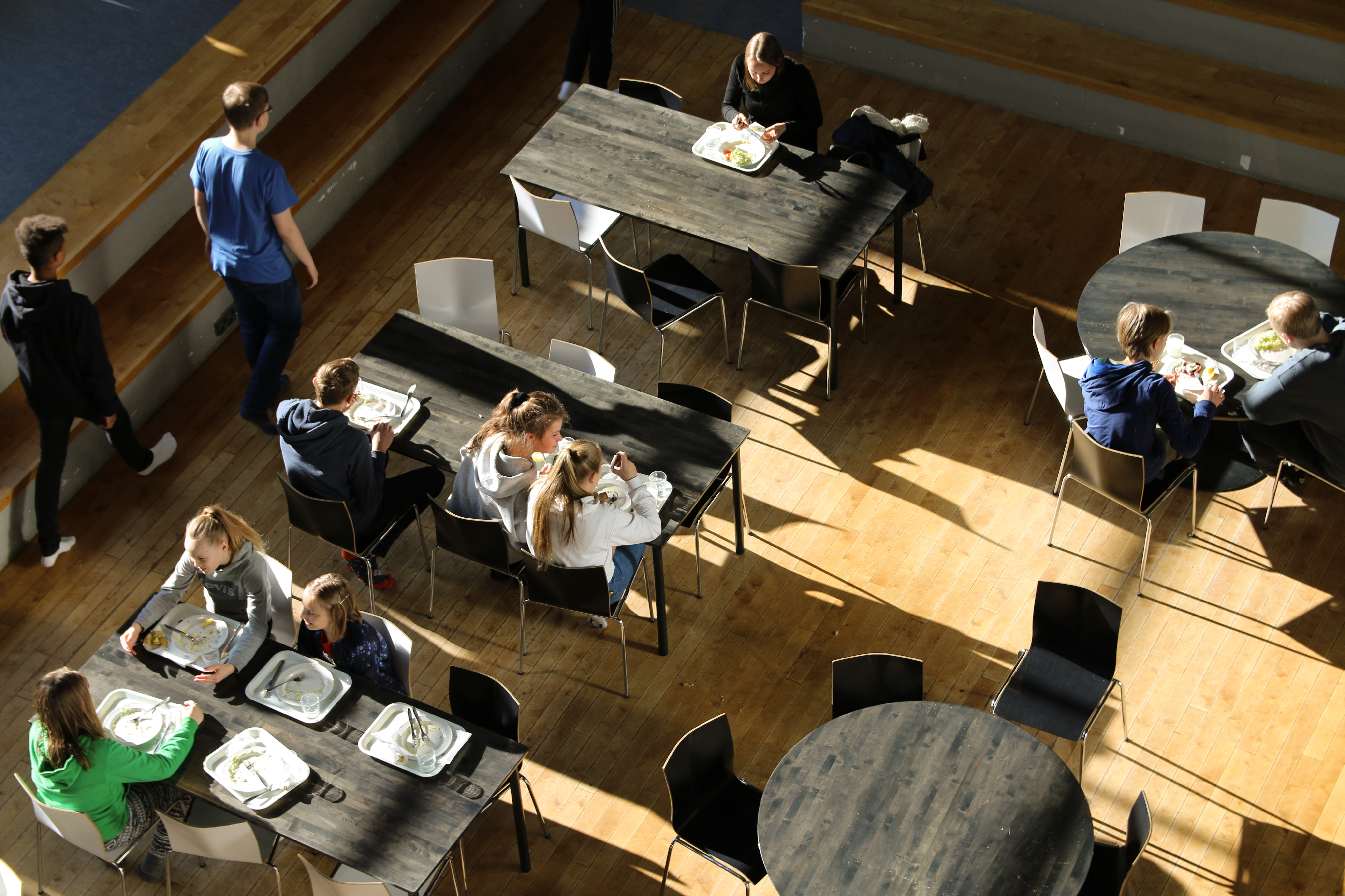 View of a school cafeteria from above